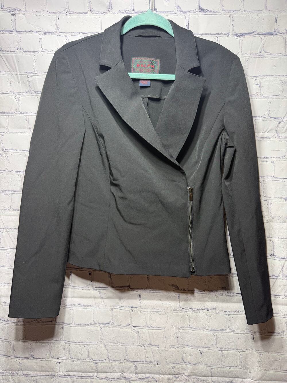 Ralph Lauren Womens Moto Blazer Black Sz M Preppy Corpcore Office